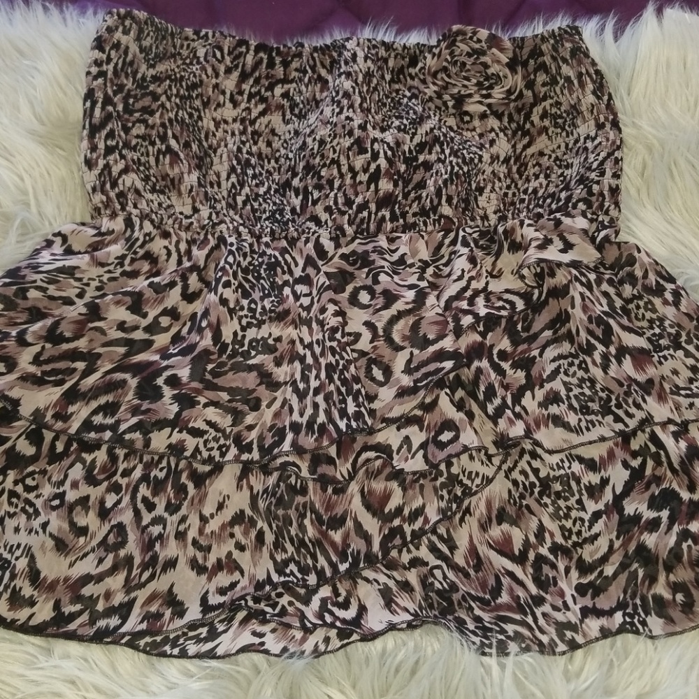 🐇🐰Fashion exit strapless animal print top